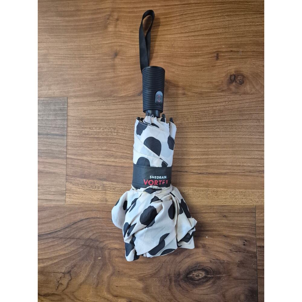 ShedRain VORTEX Auto Open/Close Compact Umbrella Telescoping Shaft 47" Polka Dot - Picture 7 of 8